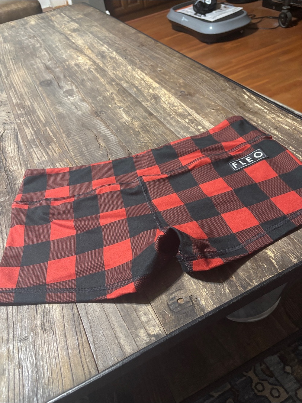 Fleo XL Red and Black Buffalo Plaid Athletic Shorts